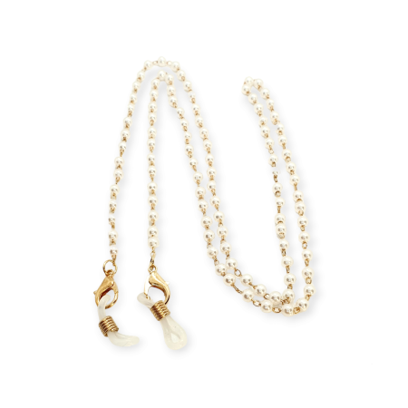 glasschain with pearlchain gold